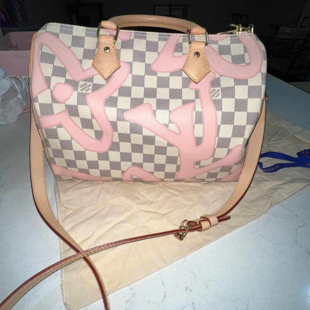 AUTHENTIC Louis Vuitton Damier Azur Tahitienne Speedy Bandoulière 30 w/ Strap - Picture 2 of 11